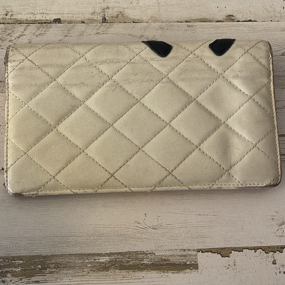 CHANEL Cambon Long Wallet White Quilted Leather Black CC Pink Interior - Picture 8 of 14